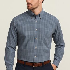 NWOT Jos. A. Bank Traveler’s Collection Men’s Tailored Fit Shirt Blue100% Cotton